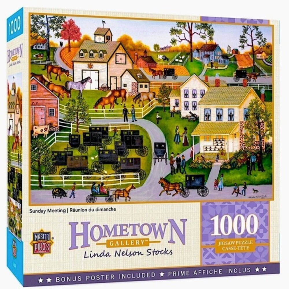 Hometown Amish Village Puzzle Folk Art Masterpieces 26.75 x 19.25 in New Sealed
